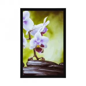 Plagát zen kamene a orchidea