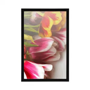 Plagát kytica farebných tulipánov