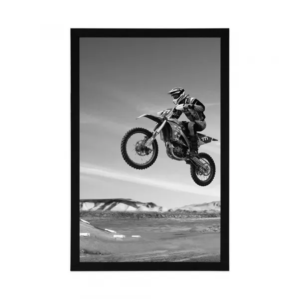 Plagát pre motorkárov v čiernobielom prevedení
