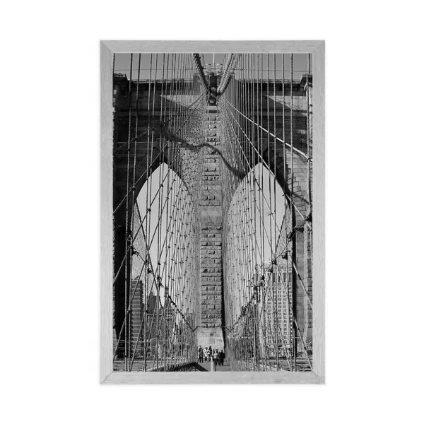Plagát most Manhattan v New Yorku čiernobielom prevedení