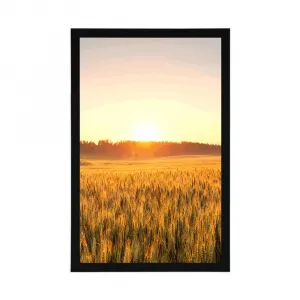 Plagát západ slnka nad poľom