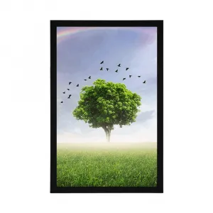 Plagát osamelý strom na lúke