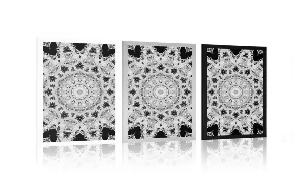 Plagát zaujímavá Mandala v čiernobielom prevedení