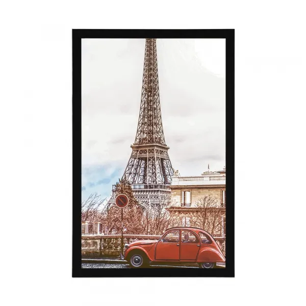 Plagát pohľad na Eiffelovu vežu z ulice Paríža