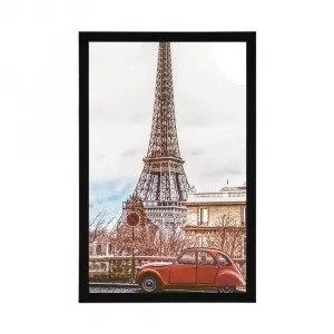 Plagát pohľad na Eiffelovu vežu z ulice Paríža