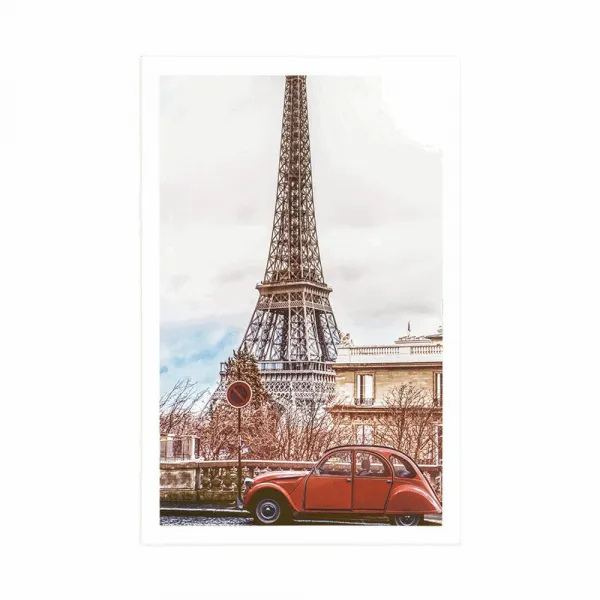 Plagát pohľad na Eiffelovu vežu z ulice Paríža