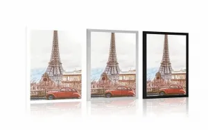 Plagát pohľad na Eiffelovu vežu z ulice Paríža