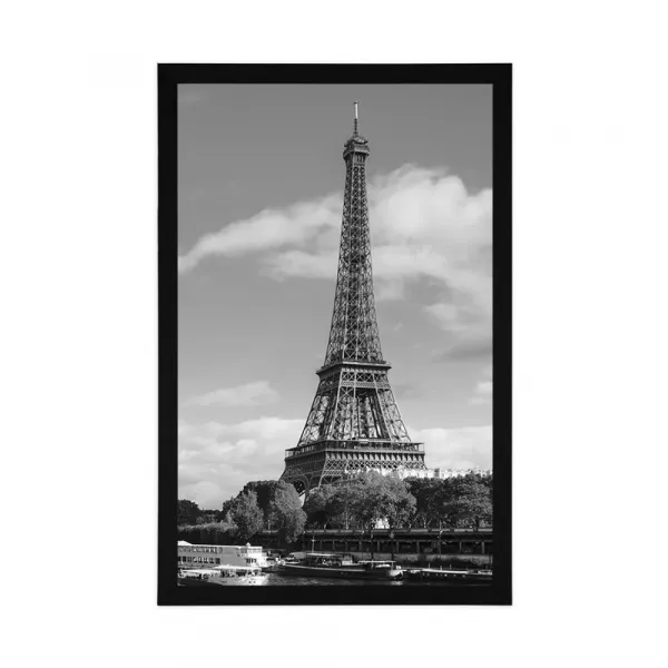 Plagát nádherná panoráma Paríža v čiernobielom prevedení