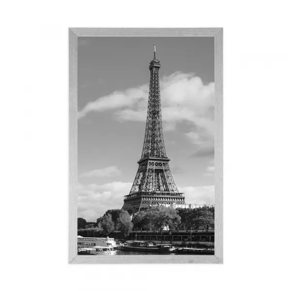 Plagát nádherná panoráma Paríža v čiernobielom prevedení