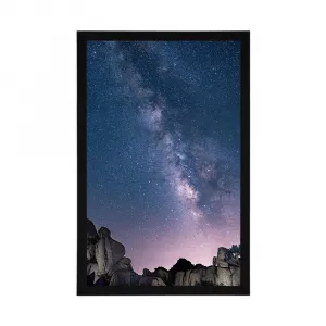 Plagát hviezdna obloha nad skalami