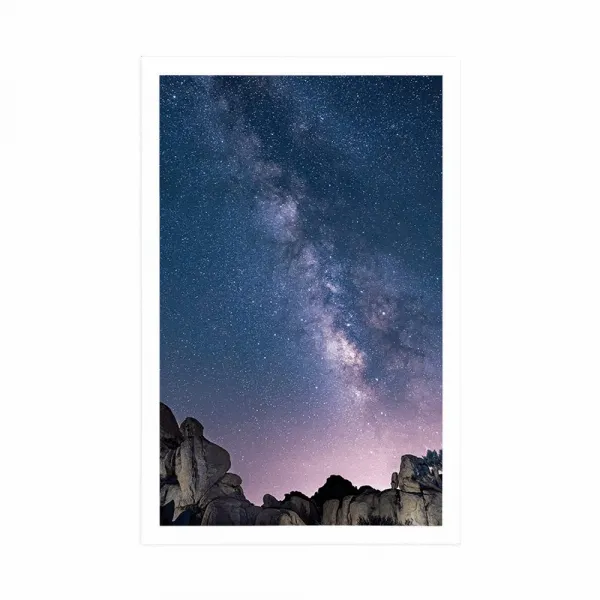 Plagát hviezdna obloha nad skalami