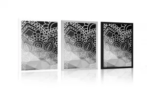 Plagát prvky Mandaly v čiernobielom prevedení