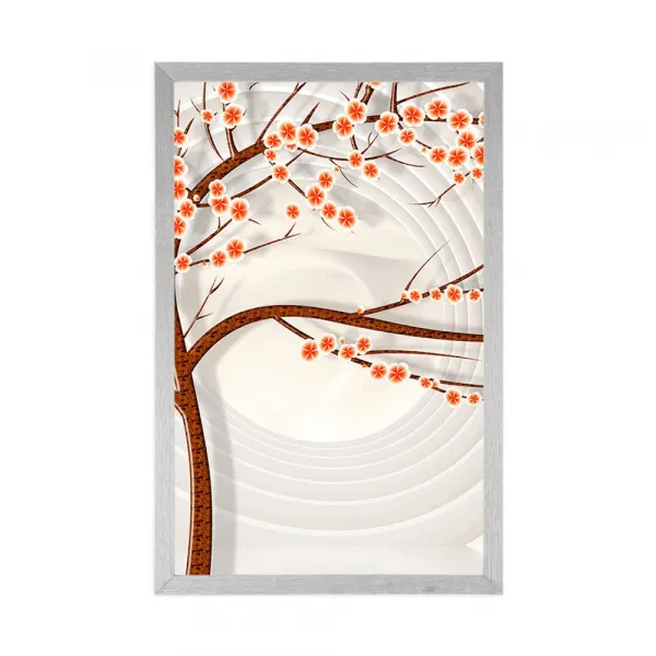 Plagát moderný strom na abstraktnom pozadí