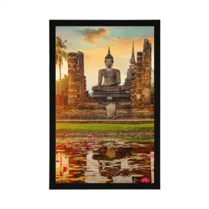 Plagát socha Budhu v parku Sukhothai