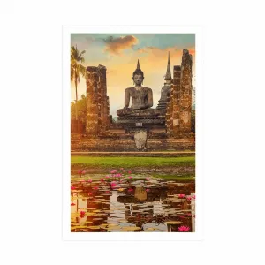 Plagát socha Budhu v parku Sukhothai