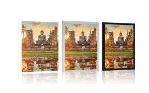 Plagát socha Budhu v parku Sukhothai