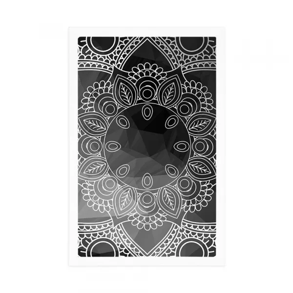 Plagát čiernobiela Mandala