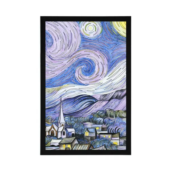Plagát reprodukcia Hviezdna noc - Vincent van Gogh
