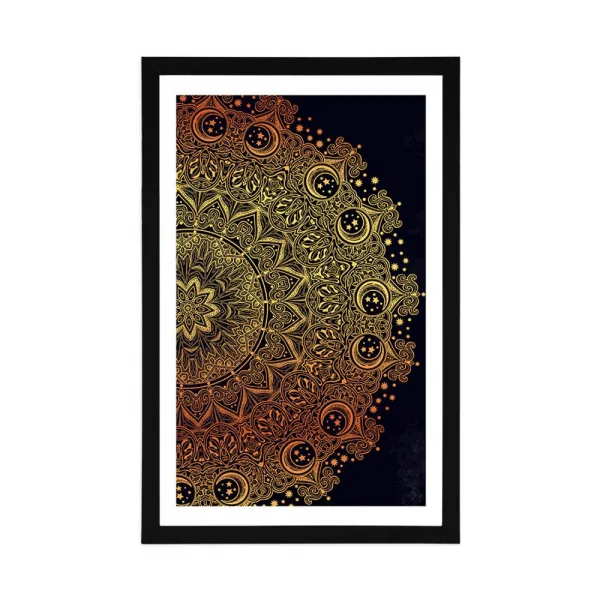 Plagát s paspartou zlatá orientálna Mandala