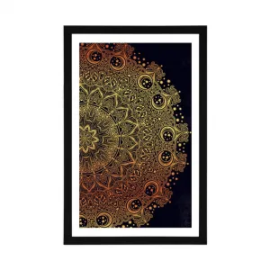 Plagát s paspartou zlatá orientálna Mandala