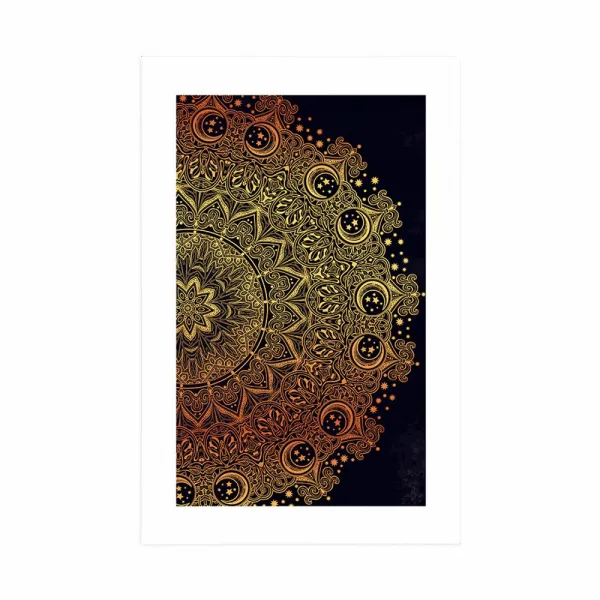 Plagát s paspartou zlatá orientálna Mandala