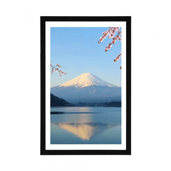 Plagát s paspartou výhľad z jazera na Fuji