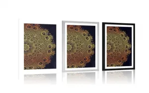 Plagát s paspartou zlatá orientálna Mandala