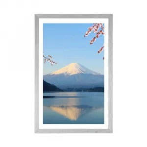 Plagát s paspartou výhľad z jazera na Fuji