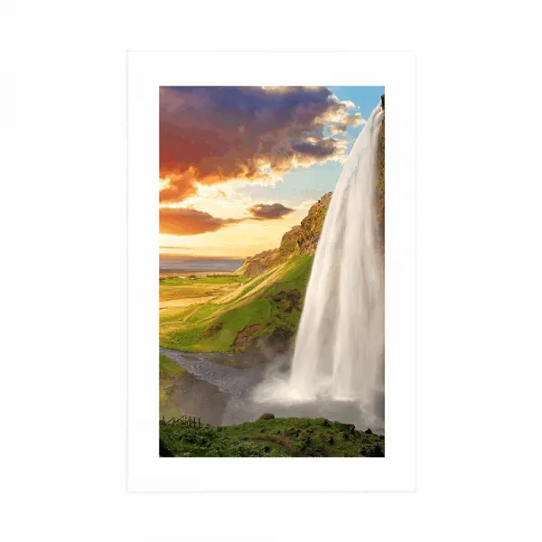 Plagát s paspartou majestátny vodopád na Islande