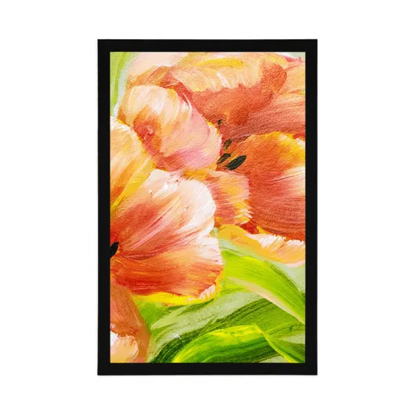 Plagát červené tulipány vo vintage prevedení