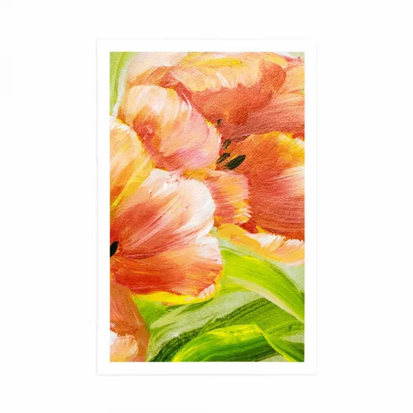 Plagát červené tulipány vo vintage prevedení