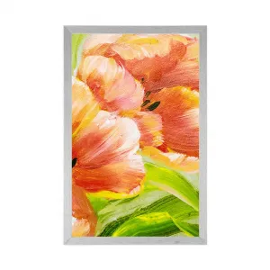Plagát červené tulipány vo vintage prevedení