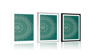 Plagát s paspartou ručne kreslená Mandala