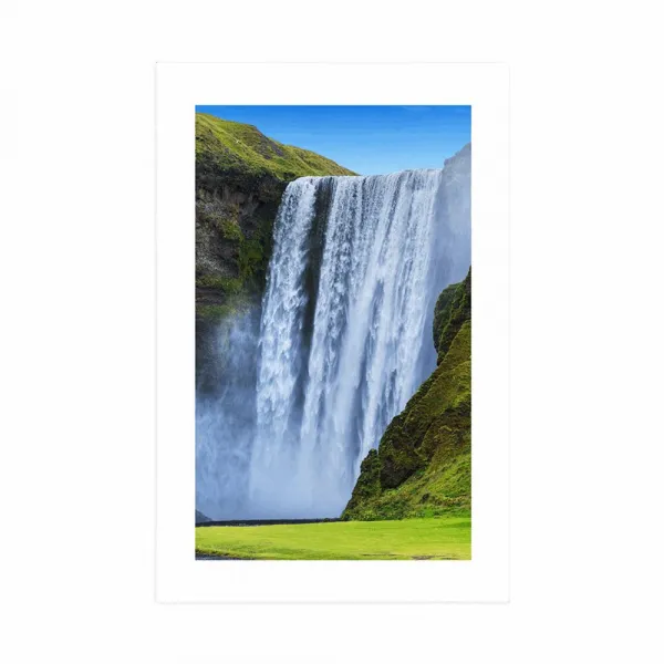 Plagát s paspartou ikonický vodopád na Islande