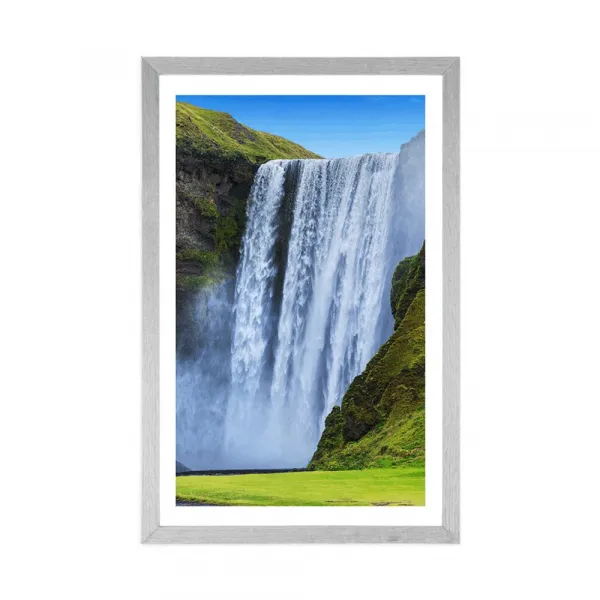 Plagát s paspartou ikonický vodopád na Islande