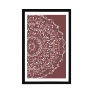 Plagát s paspartou Mandala vo vintage štýle v ružovom odtieni