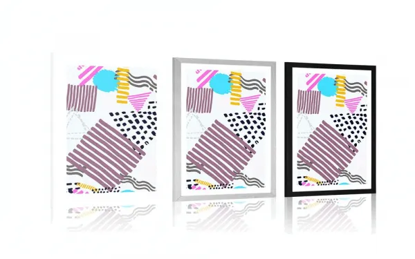 Plagát s paspartou Memphis vzor v pop-art štýle
