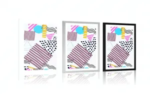 Plagát s paspartou Memphis vzor v pop-art štýle