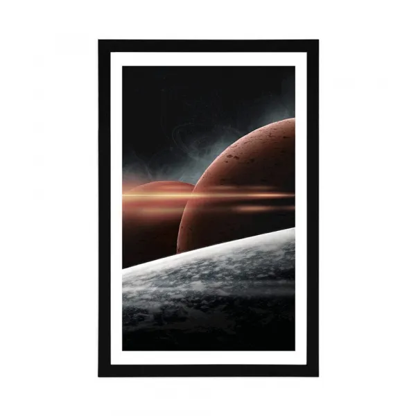 Plagát s paspartou planéty v galaxii