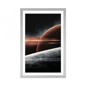 Plagát s paspartou planéty v galaxii