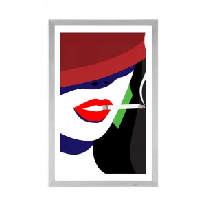 Plagát s paspartou žena v klobúku v pop art štýle