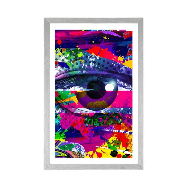 Plagát s paspartou ľudské oko v pop-art štýle