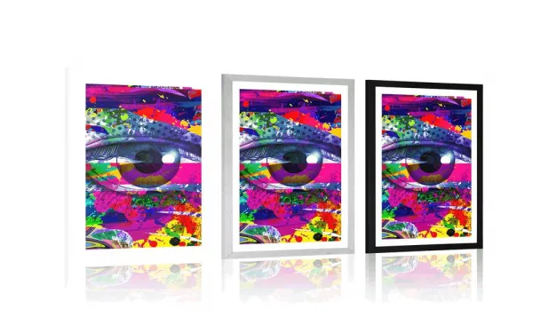 Plagát s paspartou ľudské oko v pop-art štýle