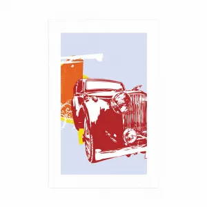 Plagát s paspartou retro auto s abstrakciou