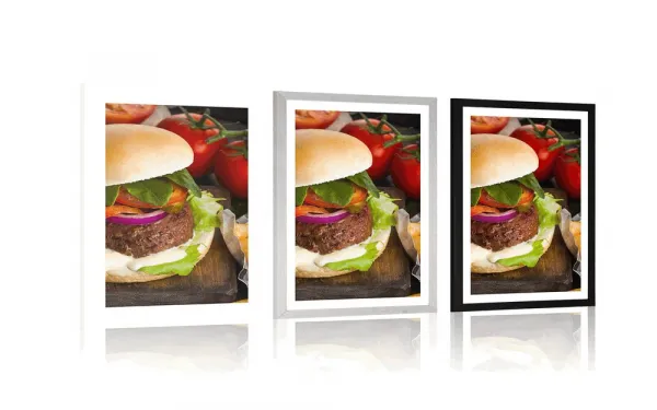 Plagát s paspartou americký hamburger