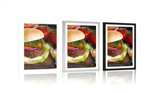 Plagát s paspartou americký hamburger