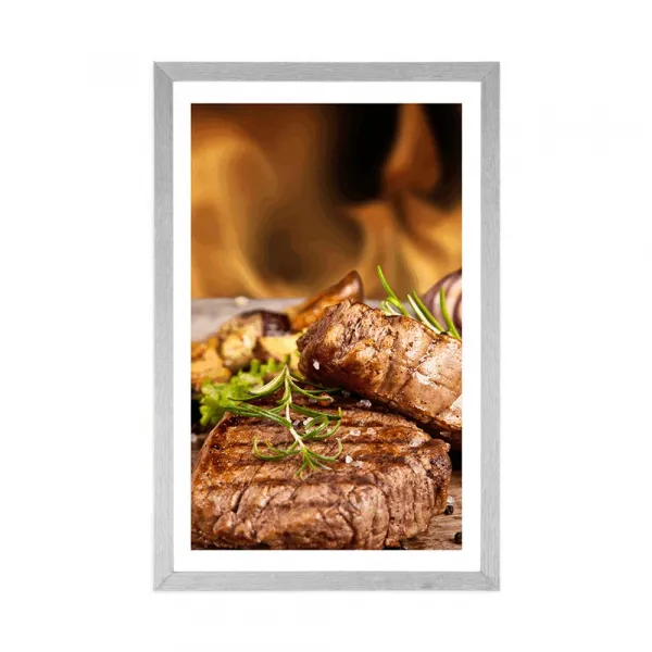 Plagát s paspartou grilovaný hovädzí steak