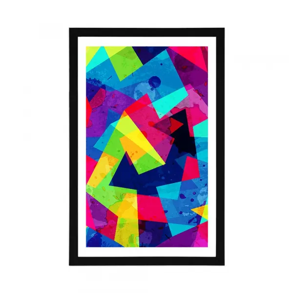 Plagát s paspartou geometrický vzor s grunge efektom