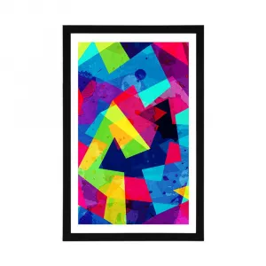 Plagát s paspartou geometrický vzor s grunge efektom
