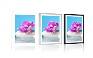 Plagát s paspartou orchidea a Zen kamene